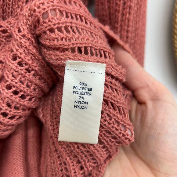 BKE Buckle Pink Button Up Knit Pointelle Tank & Cardigan Sweater Set Medium - Picture 9 of 9